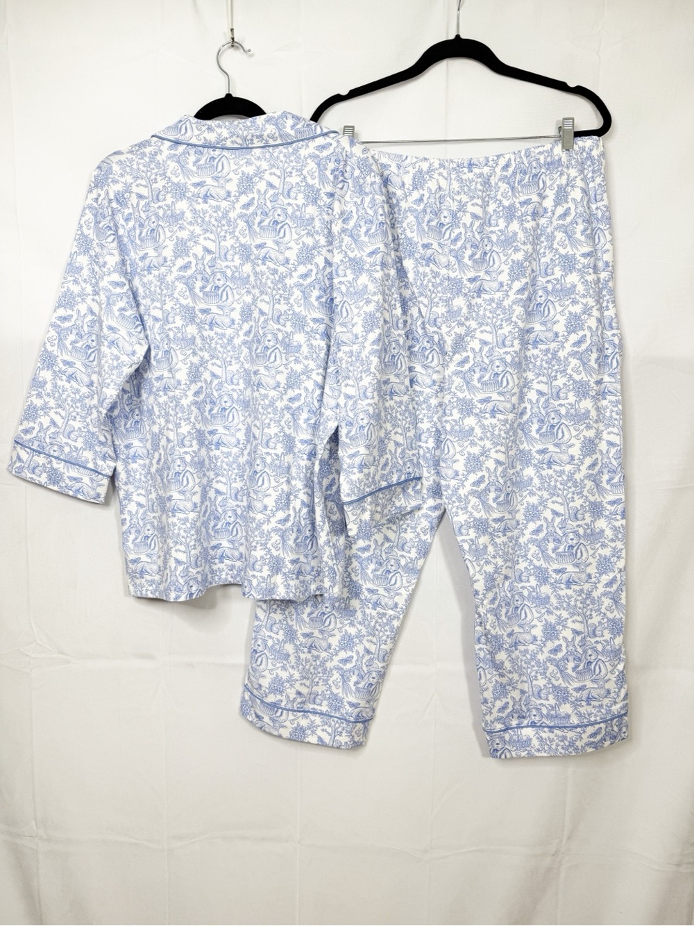 BedHead PJs X Anthropologie Fairytale Forest Pajama Set Blue White Two (2) Piece - Picture 4 of 16